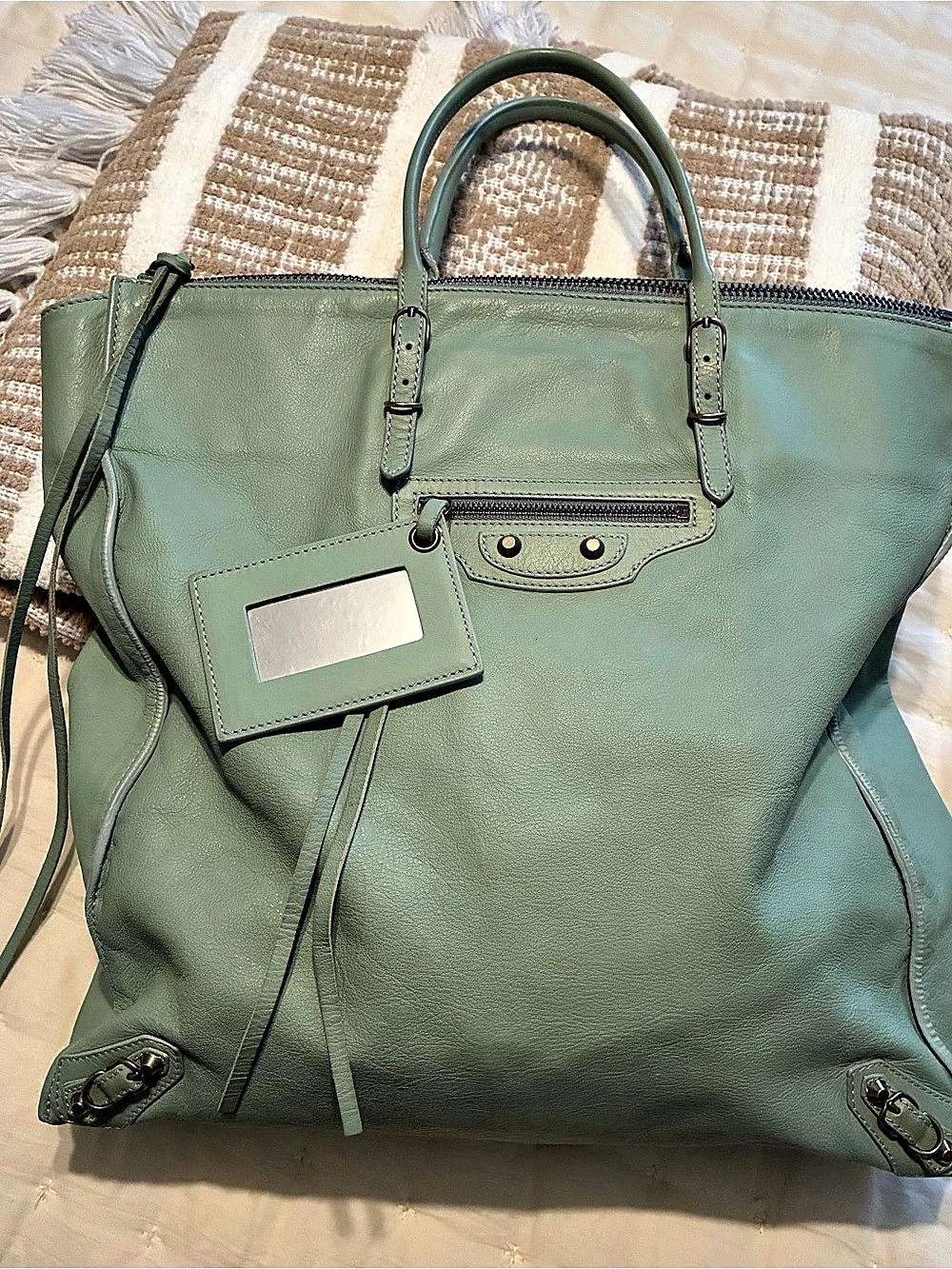 Balenciaga Papier A4 Zip Tote Light Blue